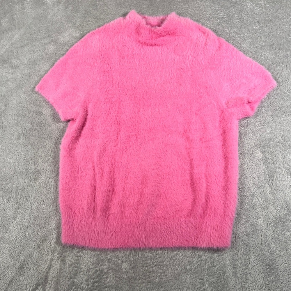Maeve Eyelash Mock Neck Sweater Womens Short Sleeve Small Pink Anthropologie